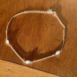 Opal moonstone silver necklace